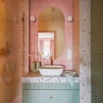 Colorful Terrazzo Bathroom Set with Mint Green Vanity