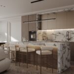French Style Kitchen Cabinets | Luxury Marble Island & Wood Cabinetry
