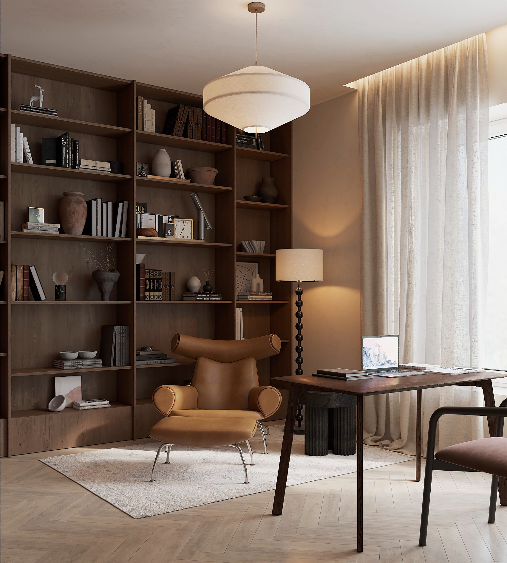 “Dream House” (1) Premium Solid Oak Built-In Bookshelf | Full-Wall Japandi Style Bookcase - Image 1