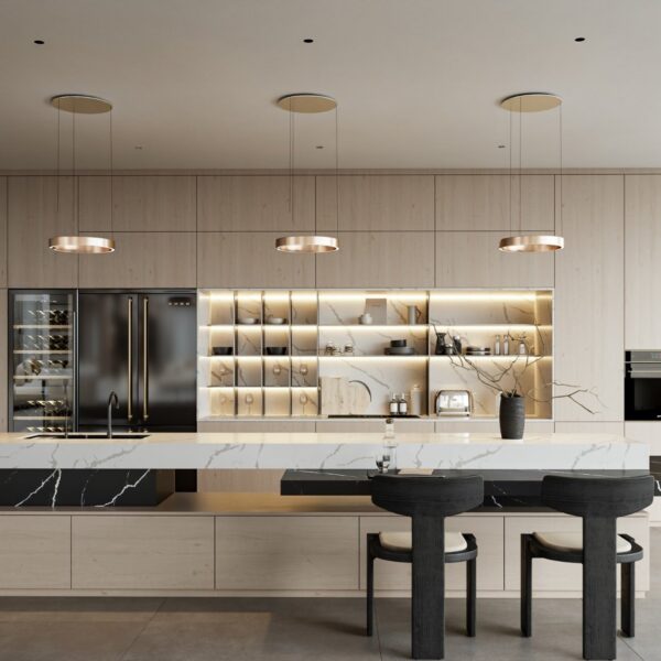 Modern Light Wood Kitchen Cabinets | Luxury Custom Kitchen Island