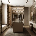 Luxury Modern Glass Walk-In Closet System with Central Island