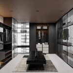 Luxe Linear Walk-In Closet System | Horizontal Slat Glass Doors