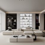 Sleek Black Frame Open & Closed Display Cabinet for Living Room