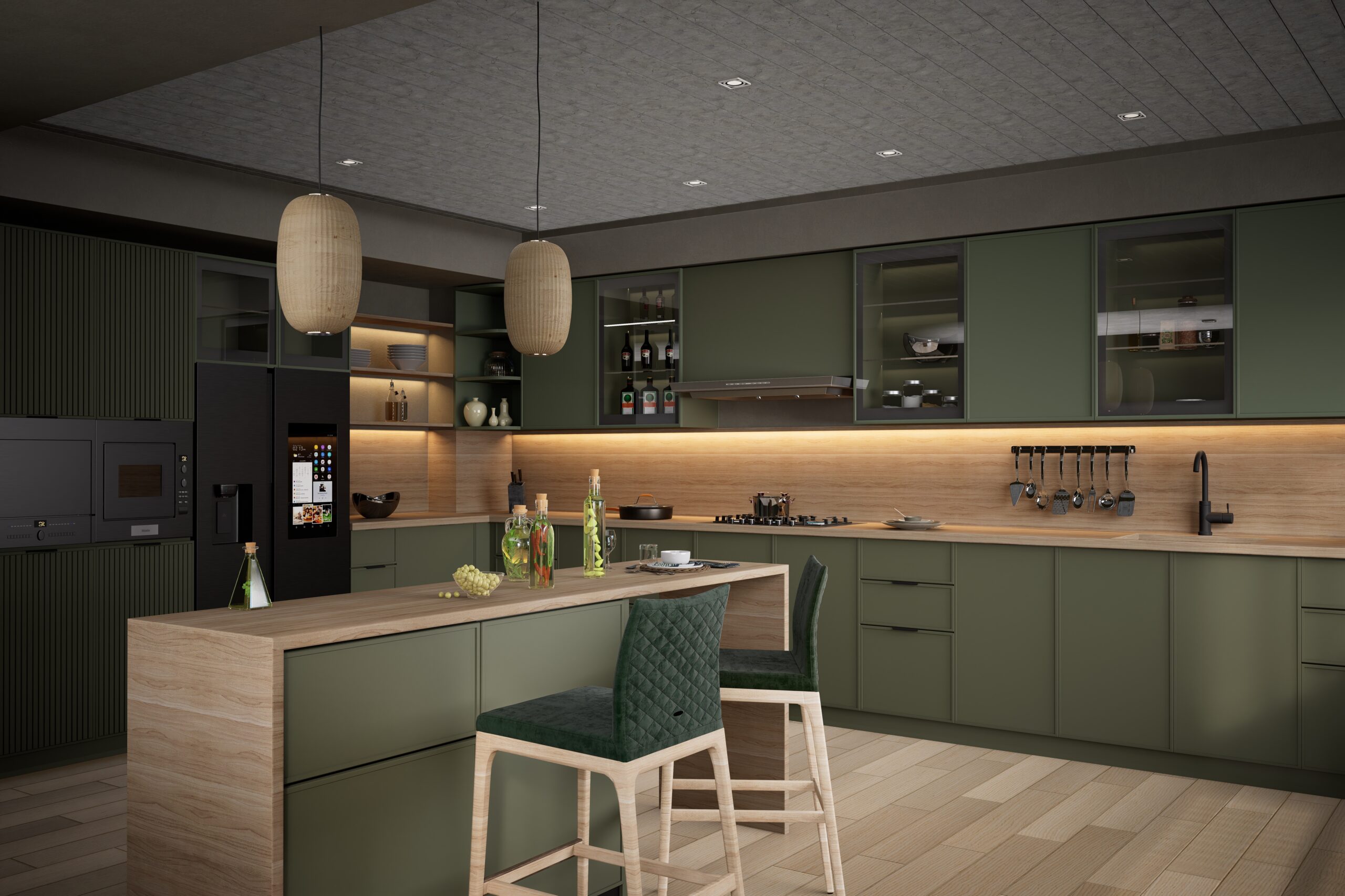 Interior Visualization - Kitchen (1) Custom Matte Sage Green Kitchen Cabinets - Image 1