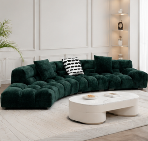 Emerald Curved Modular Sofa | Luxury Green Bouclé Sectional Couch