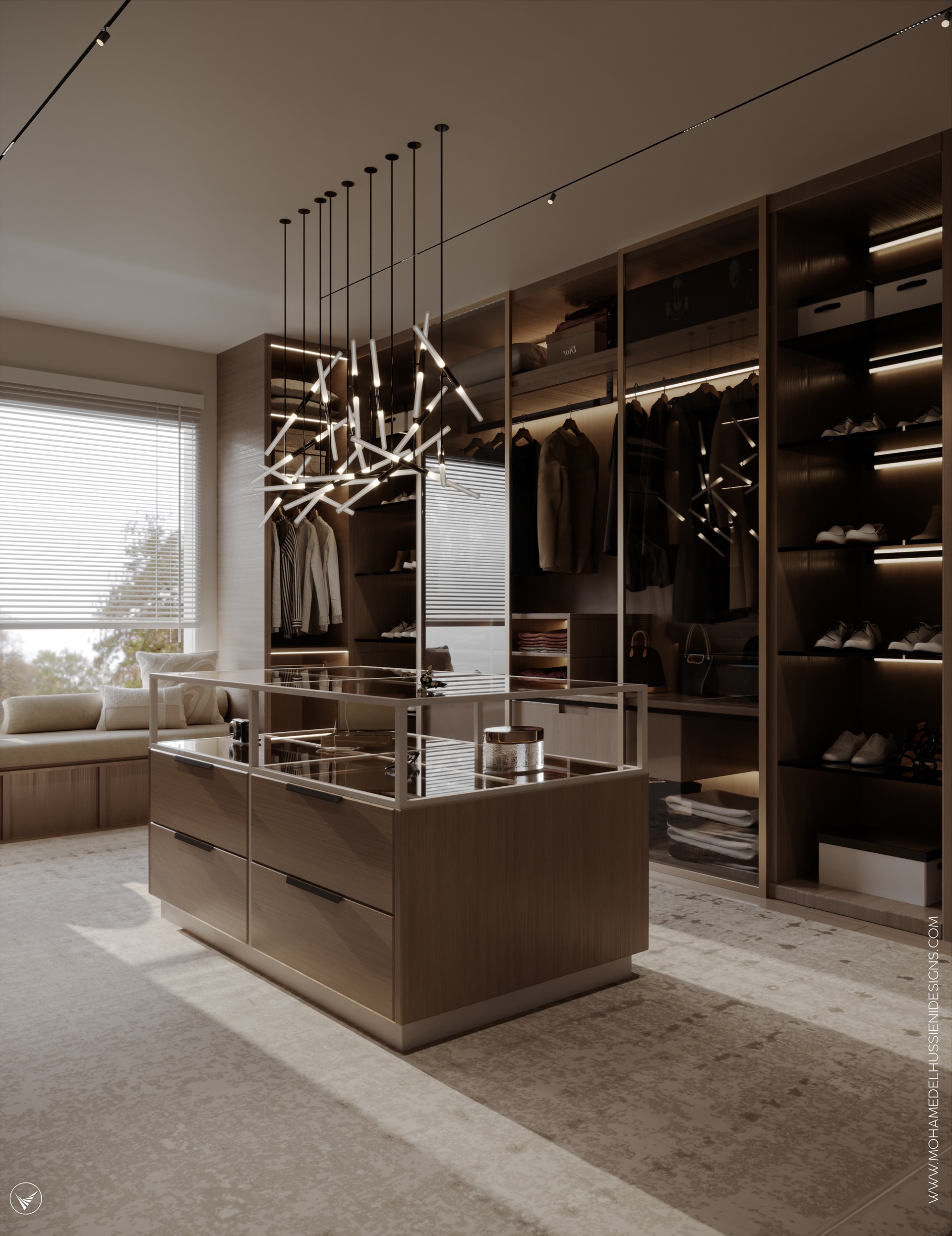 主卧衣帽间丨阿联酋丨Nour Hesham Luxury Custom Walk-In Closet System - Image 1